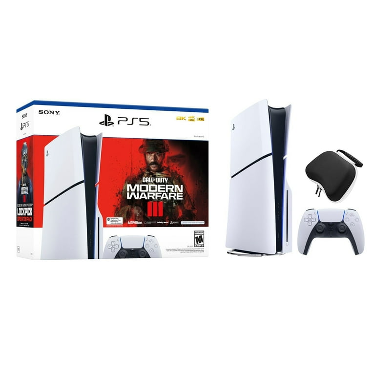 2023 New PlayStation 5 Slim Disc Edition Call of Duty Modern Warfare III Bundle and Mytrix Controller Case - White, Slim PS5 1TB PCIe SSD Gaming