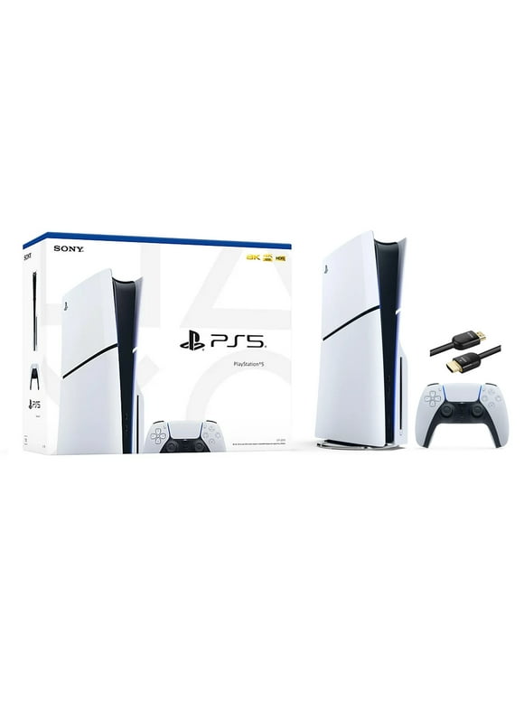 2023 New PlayStation 5 Slim Disc Edition Console, Controller and Mytrix 8K HDMI Ultra High Speed Cable - White, Slim PS5 1TB PCIe SSD Gaming Console