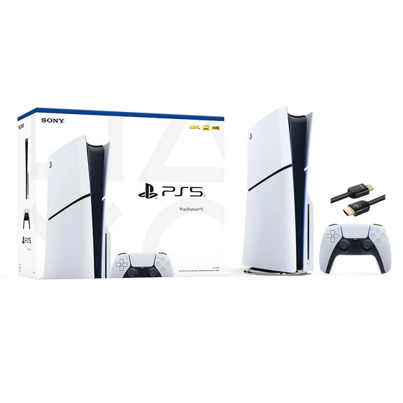 2023 New PlayStation 5 Slim Disc Edition Console, Controller and Mytrix 8K HDMI Ultra High Speed Cable - White, Slim PS5 1TB PCIe SSD Gaming Console