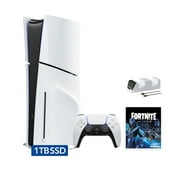 2023 New PlayStation 5 Slim Disc Edition Fortnite Cobalt Star Bundle and Mytrix Controller Charger - White, Slim PS5 1TB PCIe SSD Gaming Console