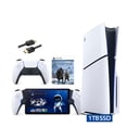 thumbnail image 1 of 2023 New PlayStation 5 Slim Disc Edition God of War Ragnarok Bundle with Portal Remote Player and Mytrix 8K HDMI Ultra High Speed Cable - White, Slim PS5 1TB PCIe SSD Gaming Console, 1 of 10