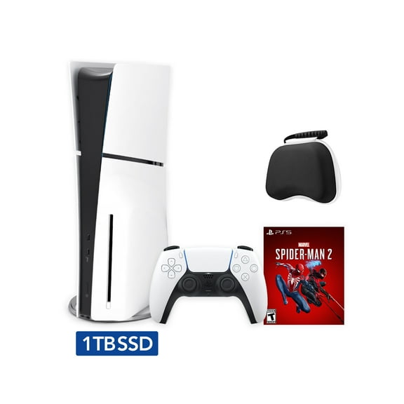 2023 New PlayStation 5 Slim Disc Edition Marvel Spider-Man 2 Bundle and Mytrix Controller Case - White, Slim PS5 1TB PCIe SSD Gaming Console