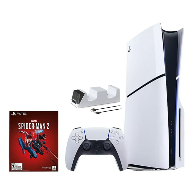 2023 New PlayStation 5 Slim Disc Edition Marvel Spider-Man 2 Bundle and  Mytrix Controller Charger - White, Slim PS5 1TB PCIe SSD Gaming Console 