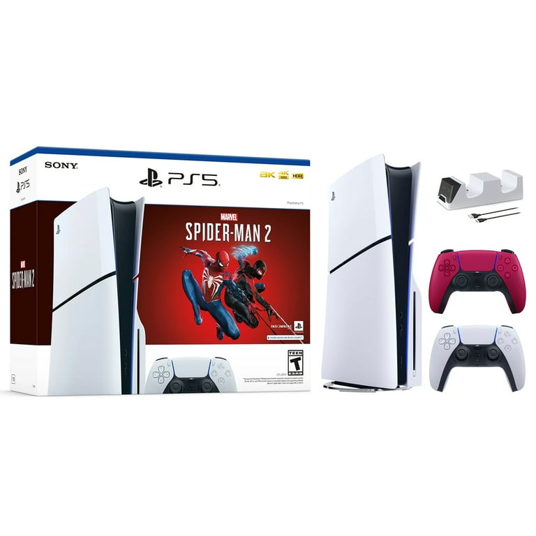 2023 New PlayStation 5 Slim Digital Edition Console, Controller and Mytrix  Controller Charger - White, Slim PS5 1TB PCIe SSD Gaming Console 