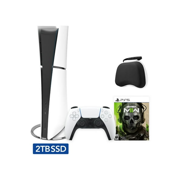 2023 New PlayStation 5 Slim Upgraded 2TB Digital Edition Call of Duty Modern Warfare II Bundle and Mytrix Controller Case - White, Slim PS5 2TB PCIe SSD Gaming Console