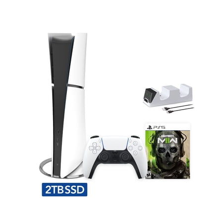 2023 New PlayStation 5 Slim Upgraded 2TB Digital Edition Call of Duty Modern Warfare II Bundle and Mytrix Controller Charger - White, Slim PS5 2TB PCIe SSD Gaming Console