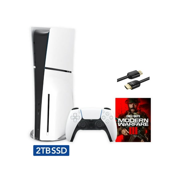 2023 New PlayStation 5 Slim Upgraded 2TB Disc Edition Call of Duty Modern Warfare III Bundle and Mytrix 8K HDMI Ultra High Speed Cable - White, Slim PS5 2TB PCIe SSD Gaming Console
