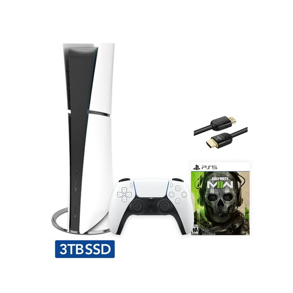 2023 New PlayStation 5 Slim Upgraded 3TB Digital Edition Call of Duty Modern Warfare II Bundle and Mytrix 8K HDMI Ultra High Speed Cable - White, Slim PS5 3TB PCIe SSD Gaming Console