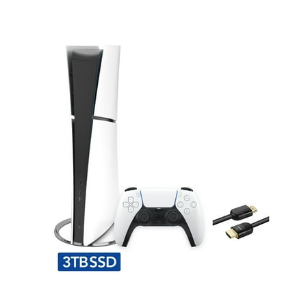 2023 New PlayStation 5 Slim Upgraded 3TB Digital Edition Console, Controller and Mytrix 8K HDMI Ultra High Speed Cable - White, Slim PS5 3TB PCIe SSD Gaming Console