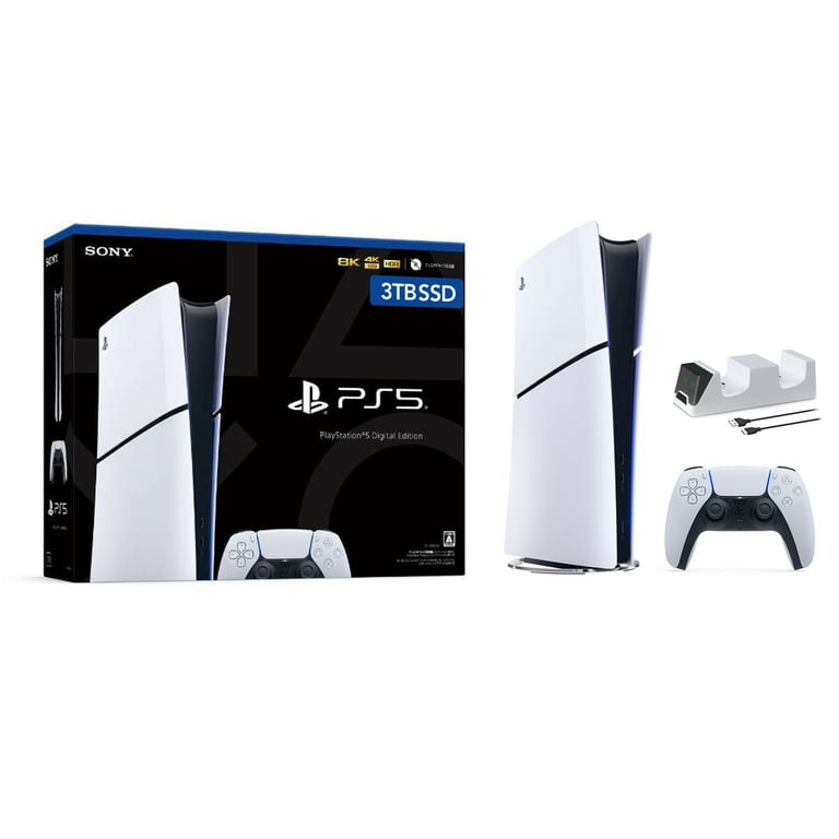 2023 New PlayStation 5 Slim Upgraded 3TB Digital Edition Console,  Controller and Mytrix Controller Charger - White, Slim PS5 3TB PCIe SSD  Gaming 