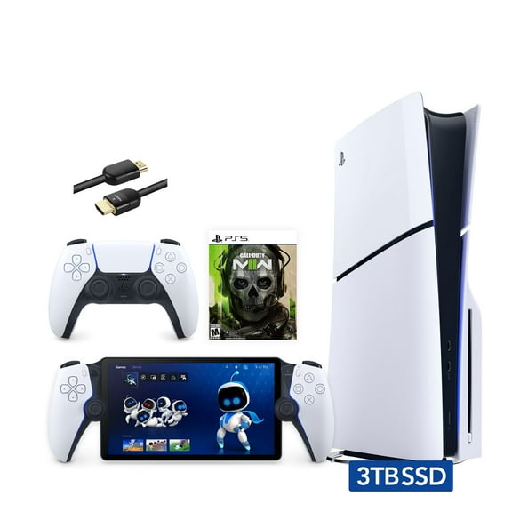 2023 New PlayStation 5 Slim Upgraded 3TB Disc Edition Call of Duty Modern Warfare II Bundle with Portal Remote Player and Mytrix 8K HDMI Ultra High Speed Cable - PS5 3TB PCIe SSD Gaming Console