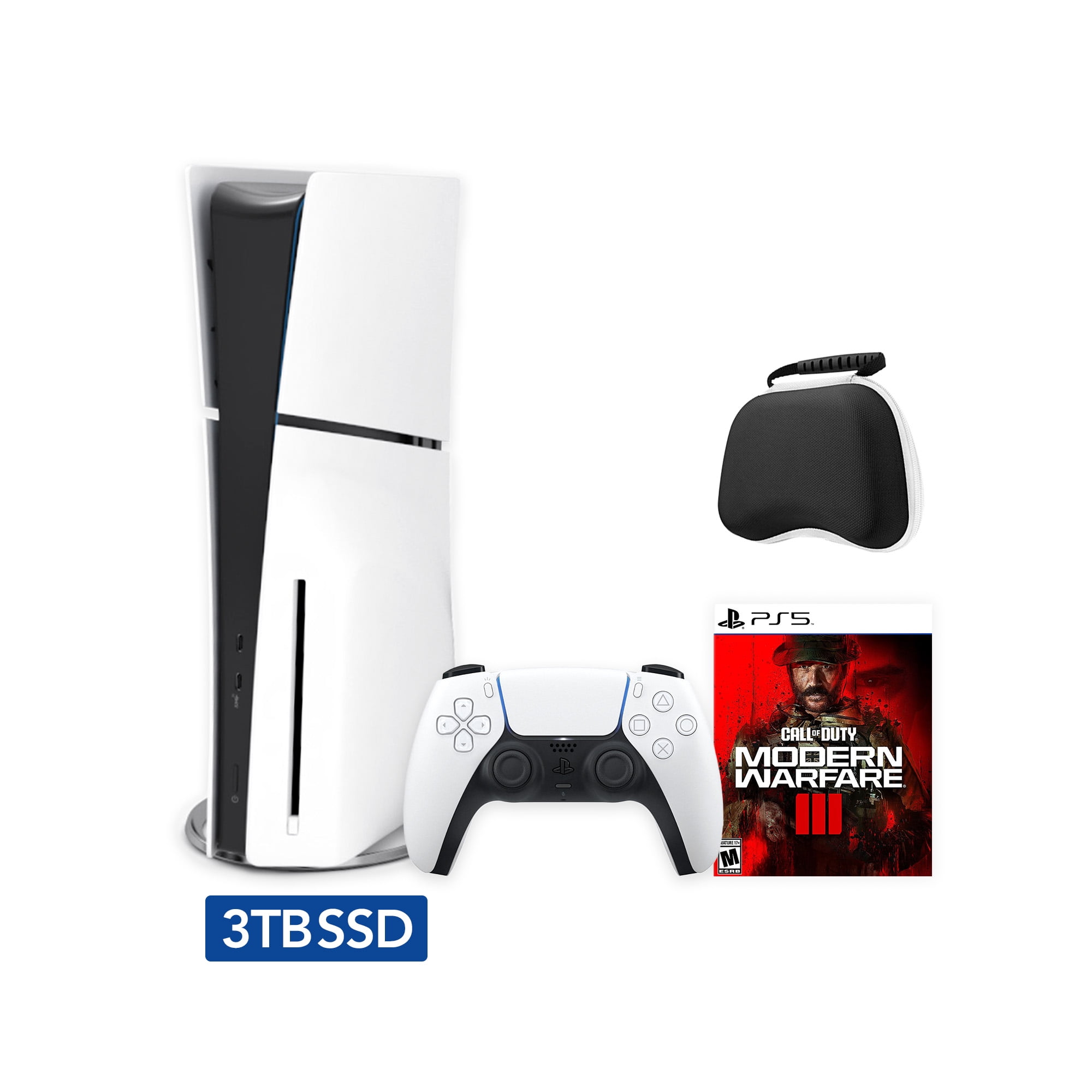 2023 New PlayStation 5 Slim Upgraded 3TB Disc Edition Call of Duty Modern Warfare III Bundle and Mytrix Controller Case - White, Slim PS5 3TB PCIe SSD Gaming Console