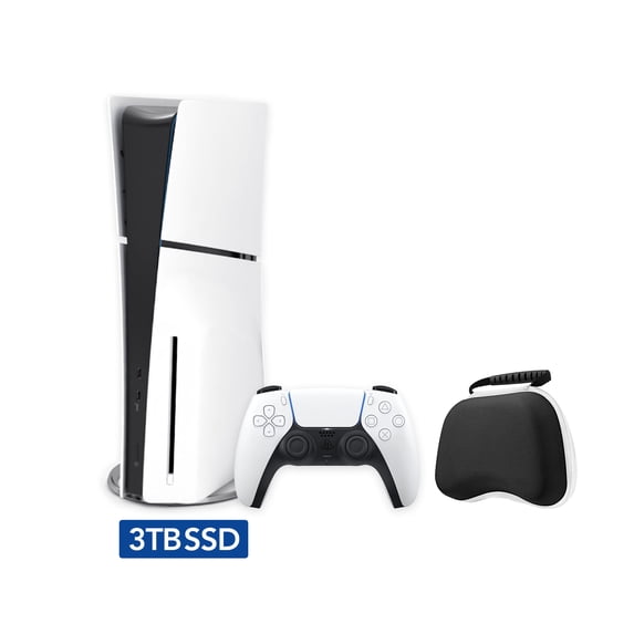 2023 New PlayStation 5 Slim Upgraded 3TB Disc Edition Console, Controller and Mytrix Controller Case - White, Slim PS5 3TB PCIe SSD Gaming Console
