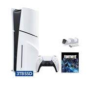 2023 New PlayStation 5 Slim Upgraded 3TB Disc Edition Fortnite Cobalt Star Bundle and Mytrix Controller Charger - White, Slim PS5 3TB PCIe SSD Gaming Console