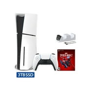 2023 New PlayStation 5 Slim Upgraded 3TB Disc Edition Marvel Spider-Man 2 Bundle and Mytrix Controller Charger - White, Slim PS5 3TB PCIe SSD Gaming Console