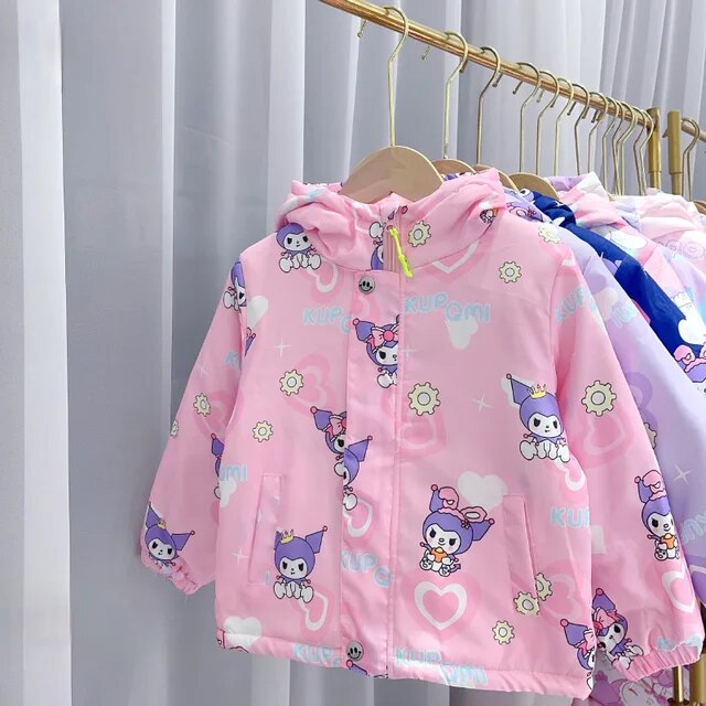 2023 New Sanrio Kawaii Kuromi Cinnamoroll Cartoon Girls Fleece Jacket