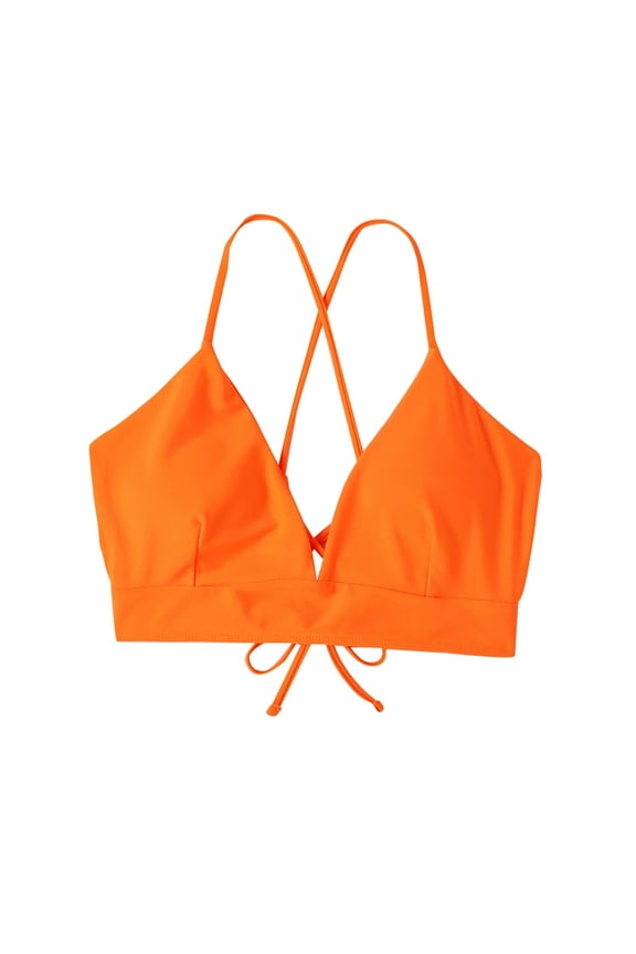 2023 New Split Swimsuit Top Lace Up Backless Bra Comfortable Supportive Bikini Swimwear for Women