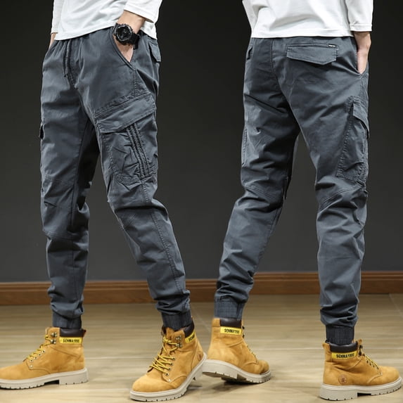 2023 New Spring Summer Multi-Pockets Cargo Pants Men Streetwear Slim Fit Casual Joggers Male Stretch Cotton Trousers