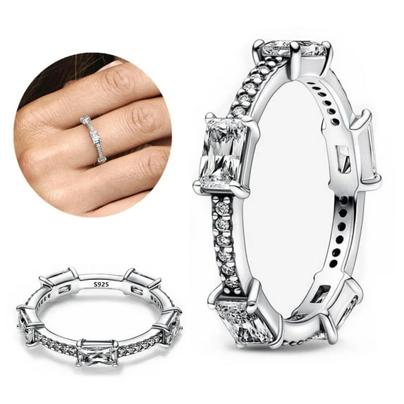 2023 New Sterling Silver Sparkling Pavé Zircon Elevated Red Heart Crystal Ring DIY Women Party Wedding Jewelry Ring Gift