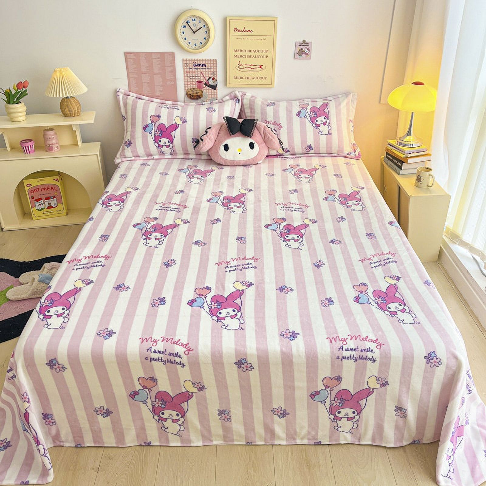 2023 New Style Sanrios Milk Velvet Bed Sheet Cartoon Anime Cinnamoroll