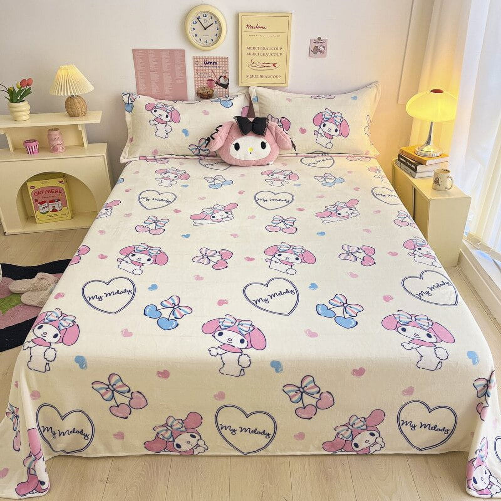 2023 New Style Sanrios Milk Velvet Bed Sheet Cartoon Anime Cinnamoroll