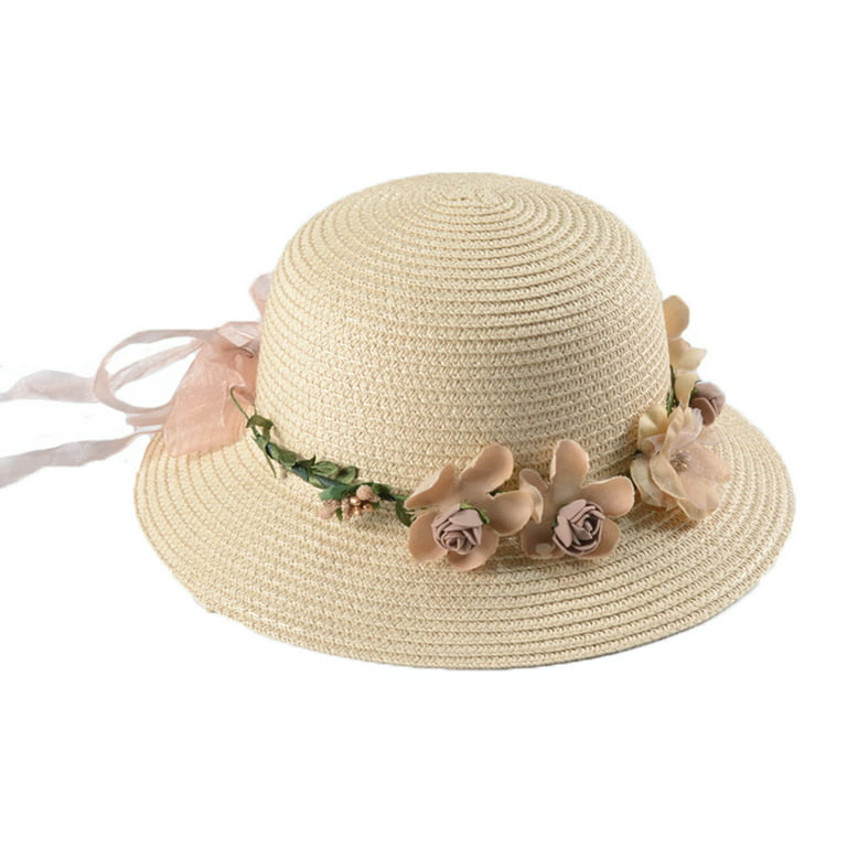 2023 New Summer Straw Hat with Flower Sun Protection Big Brim Beach Sun  Hats for Women Casual 