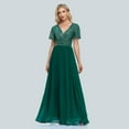 thumbnail image 1 of 2023 New Women Green Evening Dresses Elegant V-Neck Sequins Chiffon Formal Gown Robe Vestidos De fiesta Dress For Wedding Party, 1 of 8