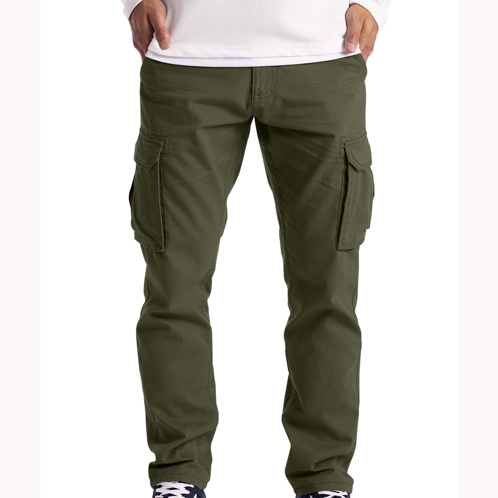 2023 New Year Reset,AXXD Cargo Trousers Work Wear Cargo 6 Pocket Full Pants  Clearance Mens Beach Pants Army Green 4XL