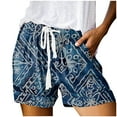 thumbnail image 1 of AXXD Womens Shorts Casual Summer Shorts for Women High Waist Drawstring Blue L(US:8), 1 of 5