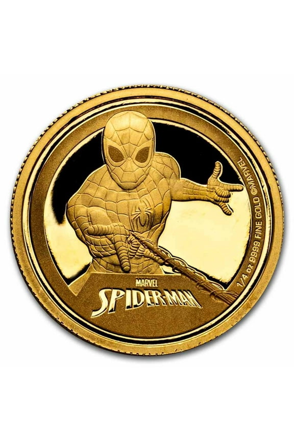 2023 New Zealand Mint Spider-Man 1/4 oz Proof Gold Coin - Display Box