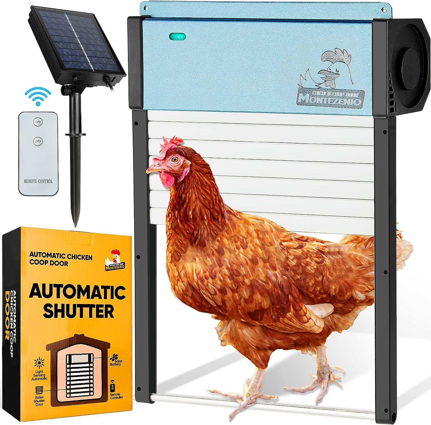 2023 Newest Auto Chicken Coop Door,Solar Powered Chicken Door with