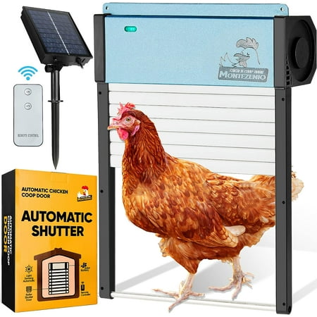 2023 Newest Auto Chicken Coop Door,Solar Powered Chicken Door with Timer & Light Sensor, Full Aluminum Doors for Chicken House-Blue