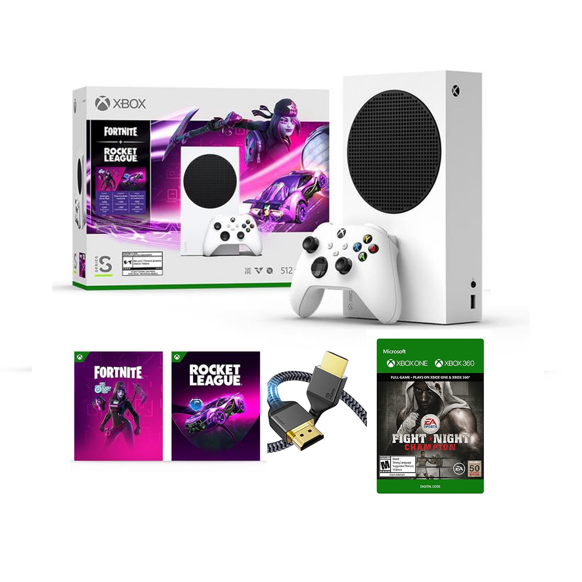 2023 Newest Edition Microsoft Xbox-Series-S 512GB SSD– Fortnite & Rocket  League Bundle with Fight Night Champion Full Game and ETECHG High Speed  HDMI Cable 