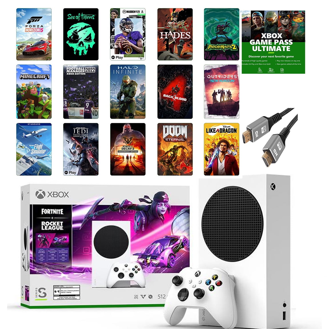 2023 Newest Edition Microsoft Xbox-Series-S 512GB SSD– Fortnite & Rocket  League Bundle with Fight Night Champion Full Game and ETECHG High Speed  HDMI Cable 