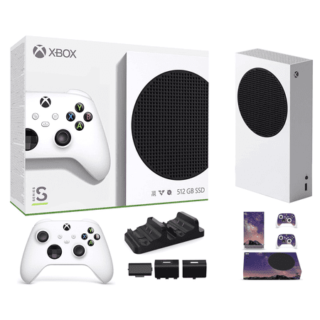2023 Newest Microsoft Xbox Series S 512GB SSD All-Digital Console, 10GB GDDR6 RAM, 1440p Gaming, 4K, 3D Spatial Sound, WiFi + Controller Fast Charging Dock + 1pc-Marxsol Console/Controller Skins