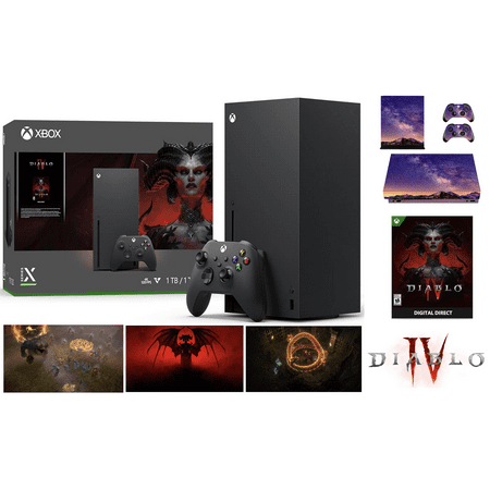 2023 Newest Microsoft Xbox Series X 1TB SSD Gaming Console, Diablo IV Holiday Bundle, 16GB GDDR6 RAM, 8X Cores Zen 2 CPU, 4K UHD Blu-Ray, 8K HDR + One Controller + Console Skin