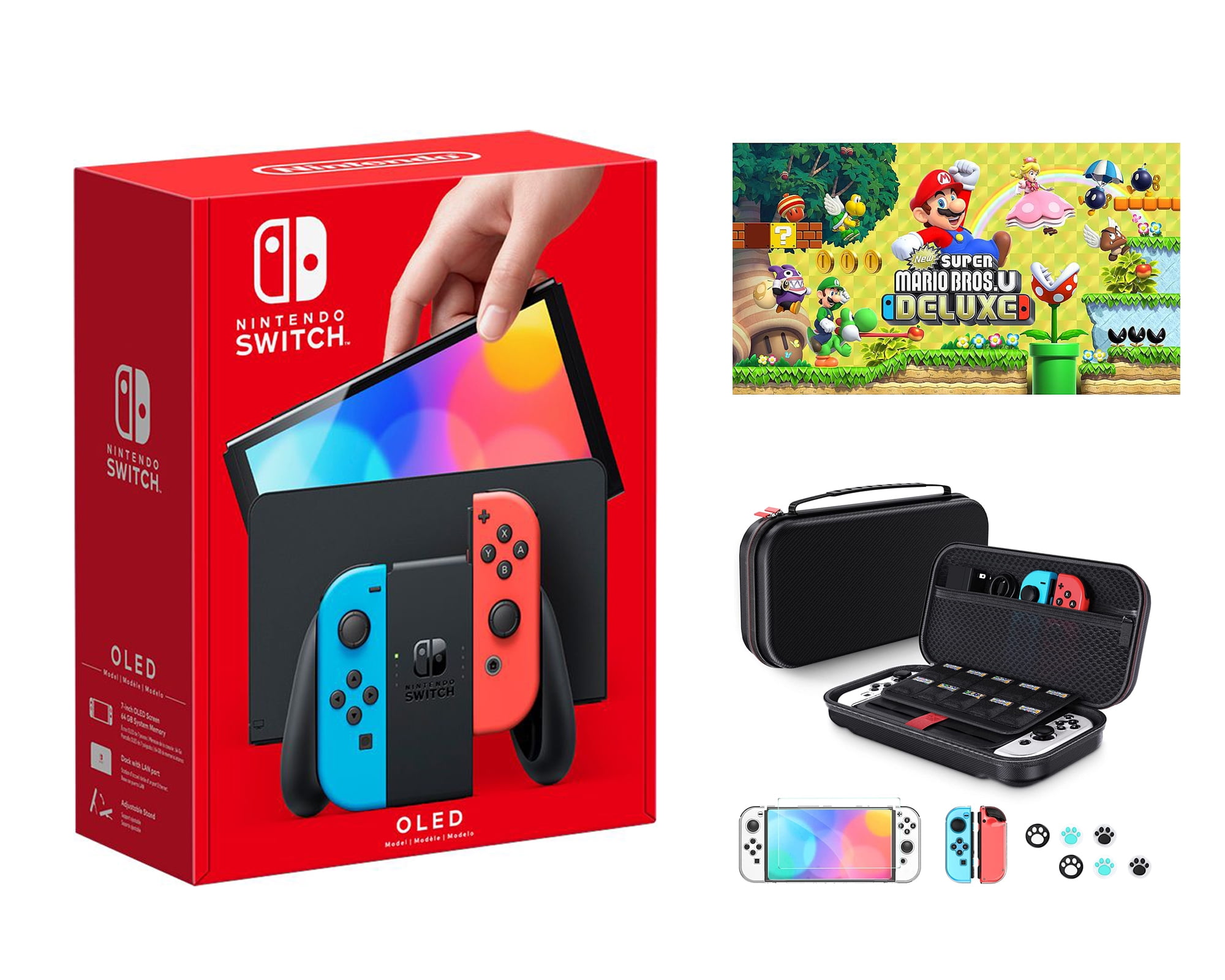 Nintendo Switch (Neon Blue/Red) + Mario Kart 8 Deluxe + Super