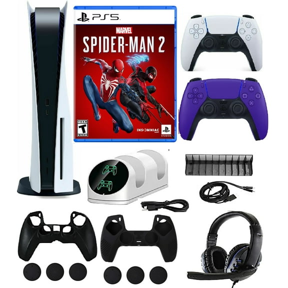 2023 Newest PlayStation_PS5 Gaming Console 1TB SSD Disc Version With Marvel's Spider-Man 2 / One Extra Wireless Controller/ 17 In 1 Accessory kit