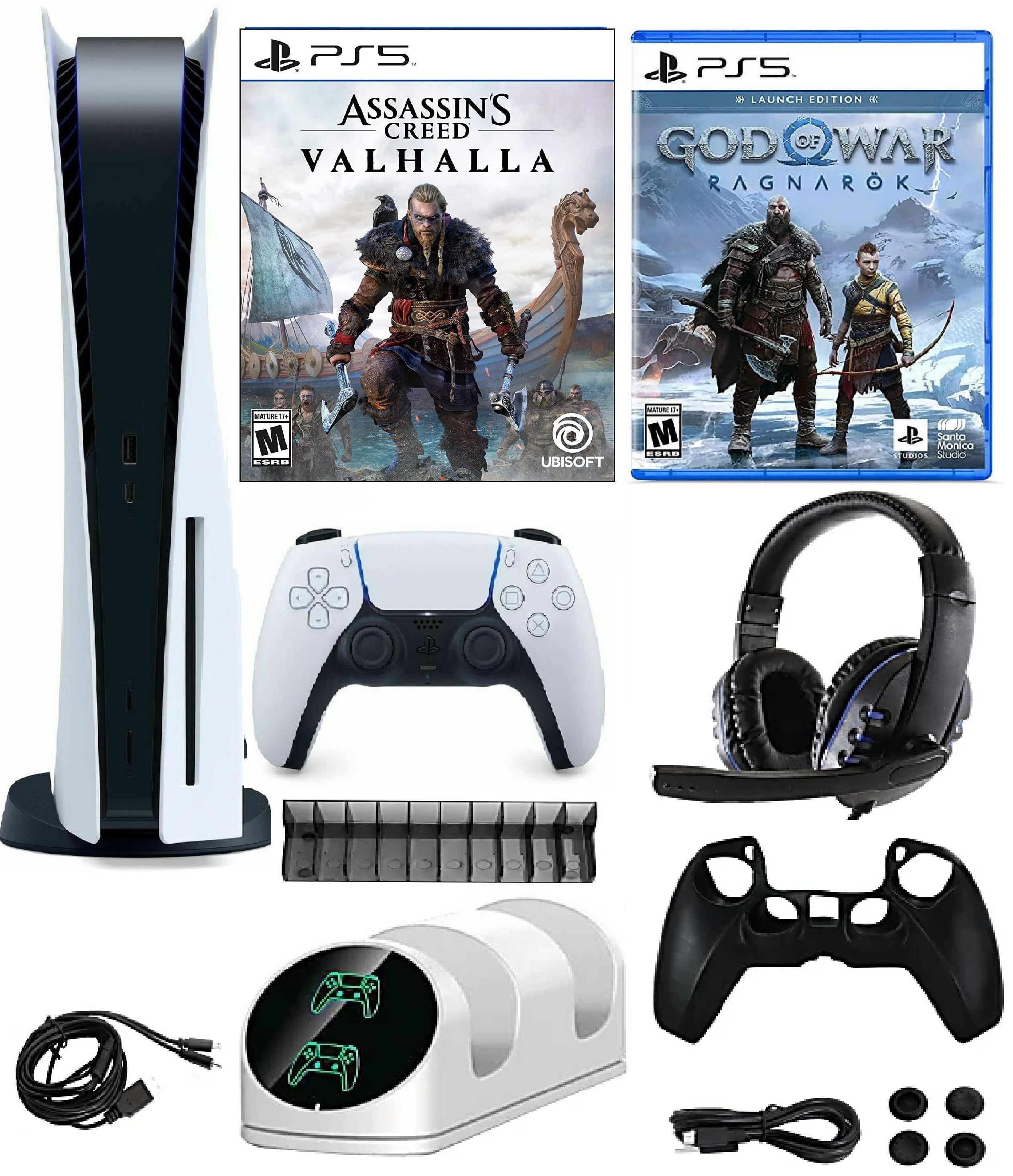 TEC Sony PlayStation_PS5 Gaming Console(Disc Version) with Assassin's Creed  Valhalla Game Bundle 