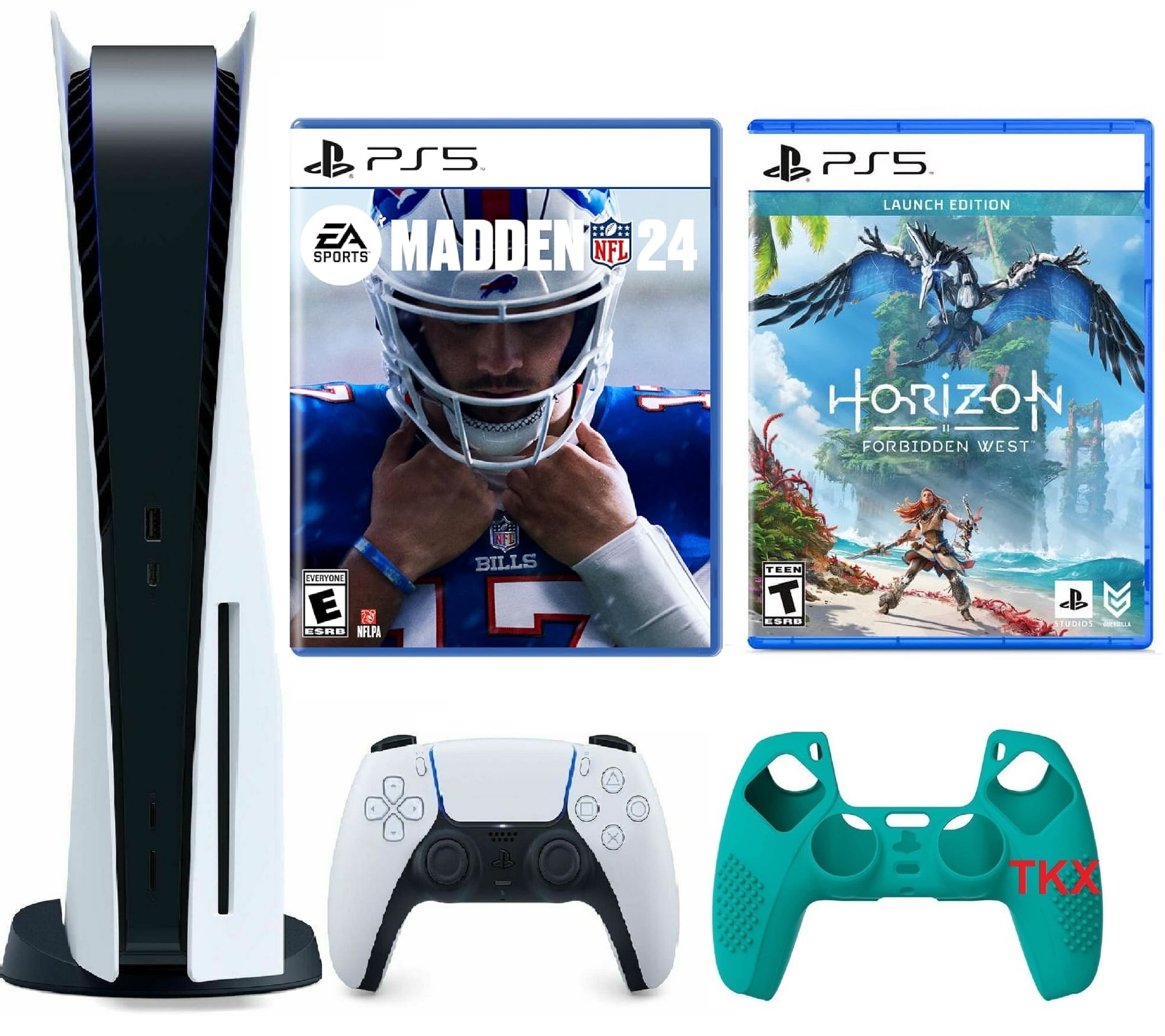 2023 PS5 Disc Version Bundle with Madden NFL 24, Horizon Forbidden West, Controller Skin