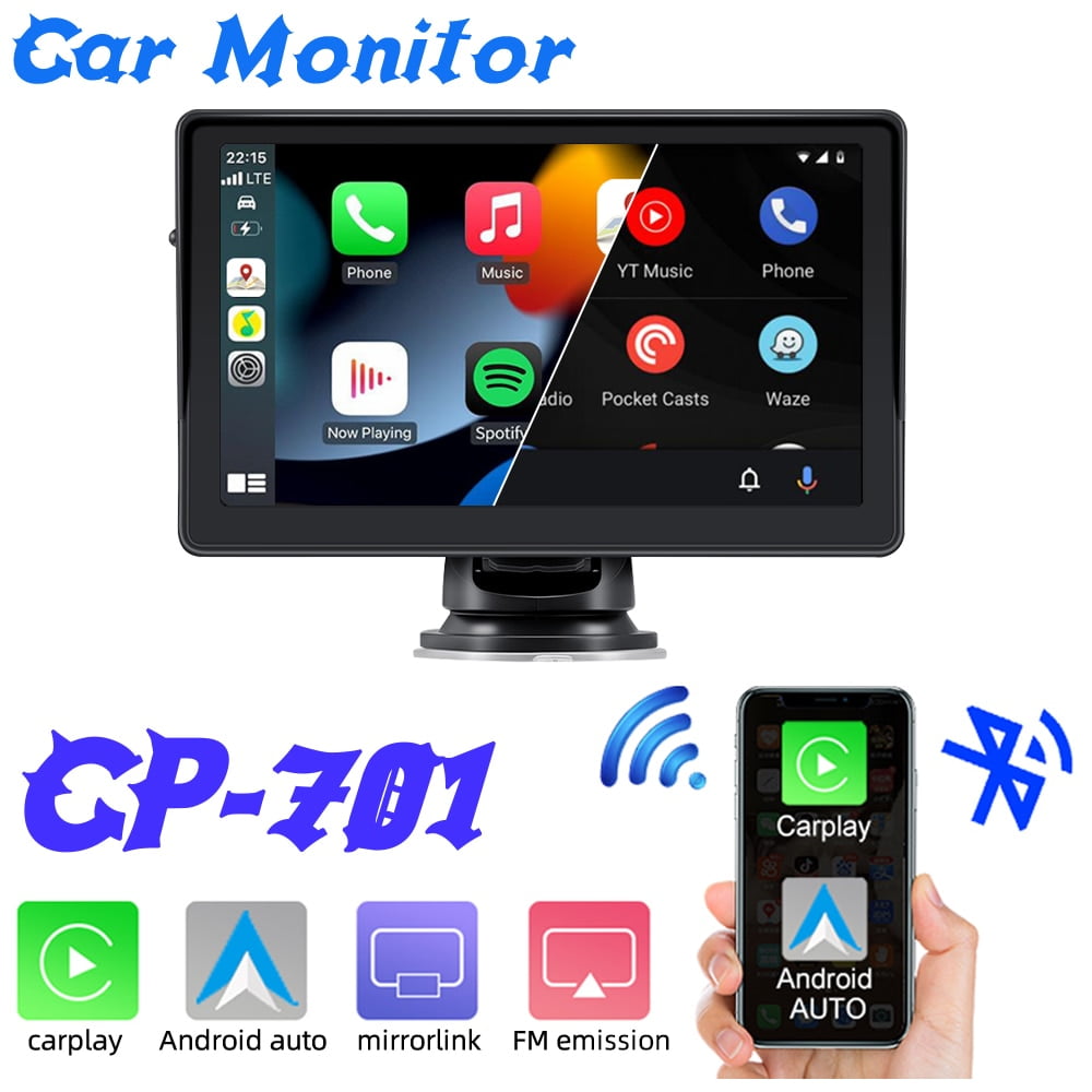2023 Newest Portable Car Radio with Apple Carplay and Android Auto,  Wireless Car Stereo 7 IPS Touchscreen with Bluetooth Hands-Free/Mirror