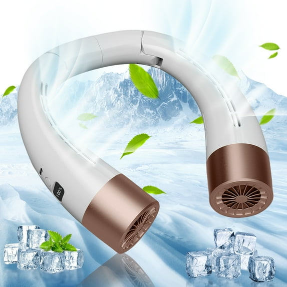 2023 Newest Portable Neck Fan,Personal Mini Fan That Blow Cold Air,Hands Free Bladeless 4000 mAh Battery Powered Rechargeable Neck Fans with 5 Speeds for Travel Sports Outdoor Indoor