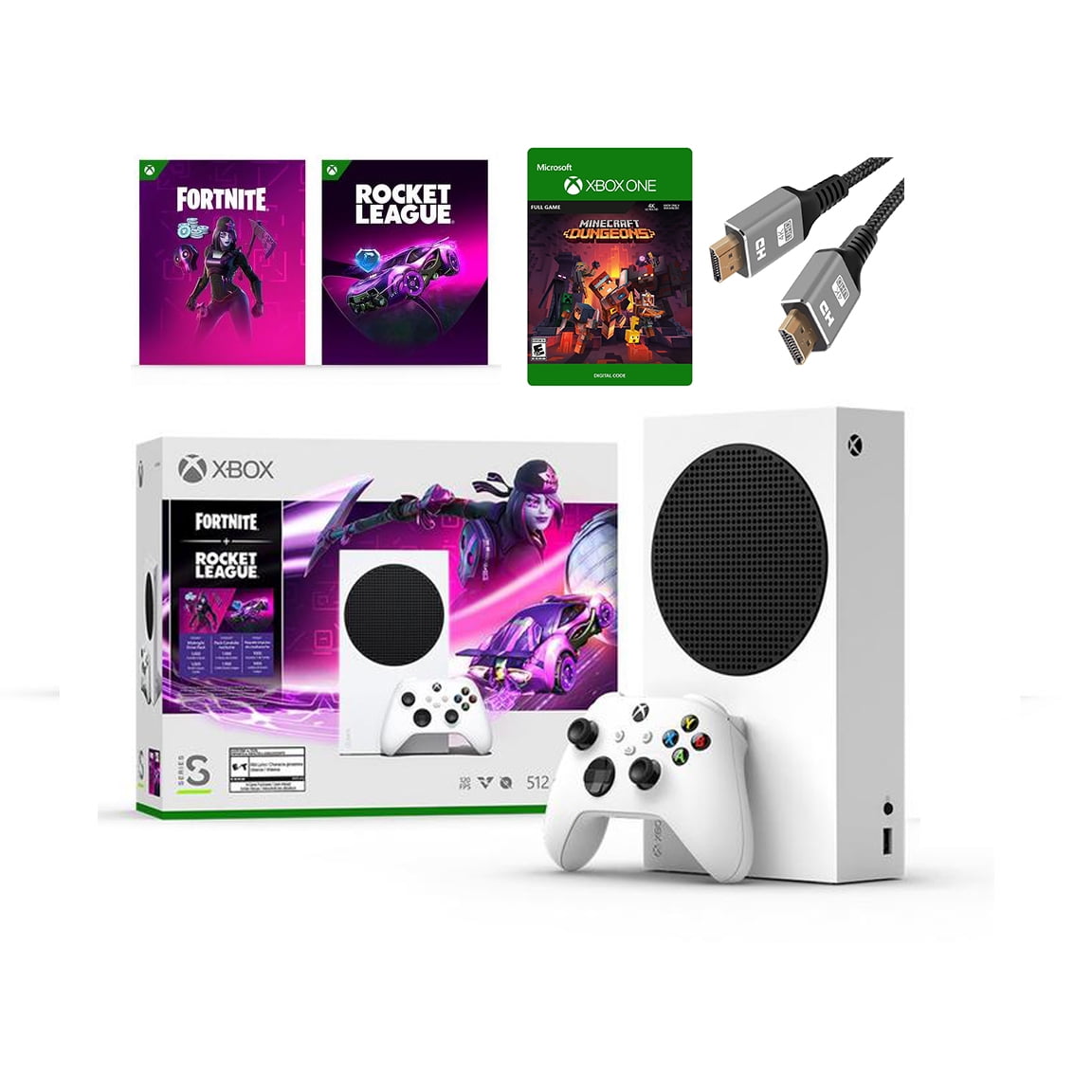 2023 Newest Edition Microsoft Xbox-Series-S 512GB SSD– Fortnite & Rocket  League Bundle with Minecraft Full Game and KKEE High Speed HDMI Cable