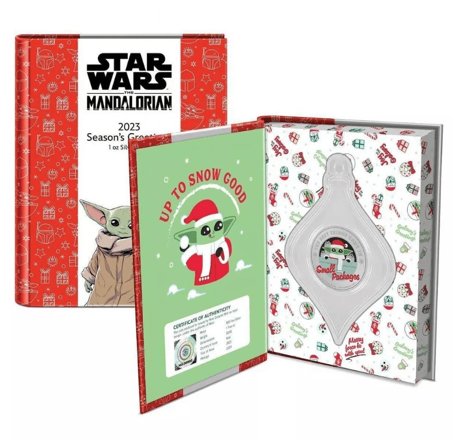 NEW ZEALAND MINT 2023 Niue Star Wars Mandalorian Grogu Seasons Greetings 1 oz Silver Proof Coin