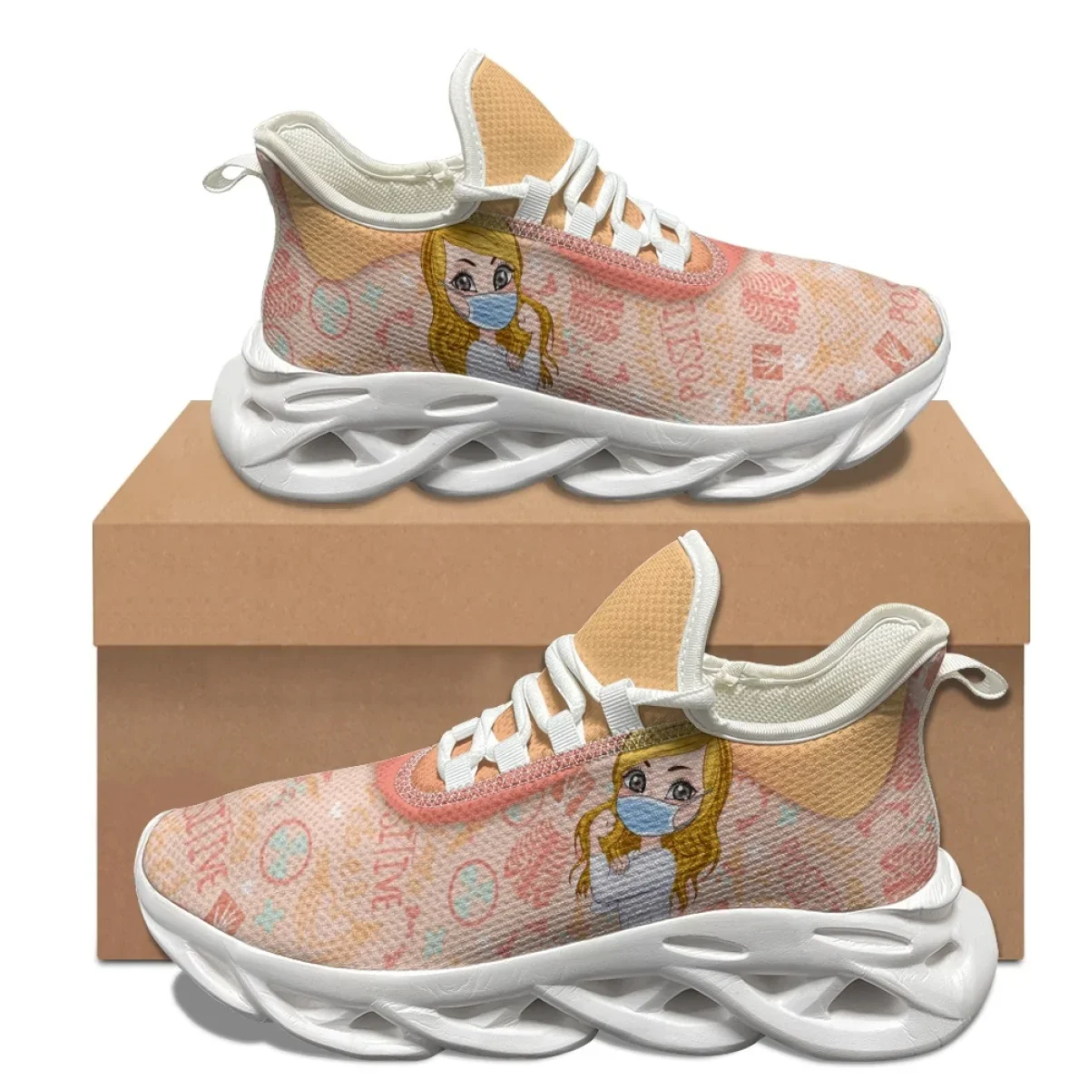 FUNKYMONKEY Women's Fashion Sneakers - Lace Up Casual Tennis Shoes, Lightweight & Anti-Slip