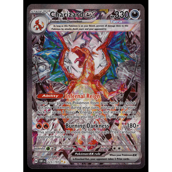2023 Obsidian Flames Charizard EX SIR Secret Rare Holo #223/197 English Pokmon Trading Card