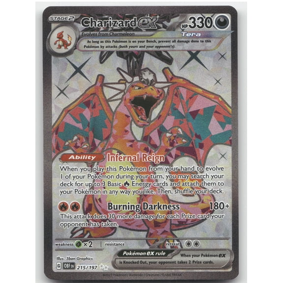 2023 Obsidian Flames Charizard ex Secret Rare 215/197 English Pokemon Trading Card