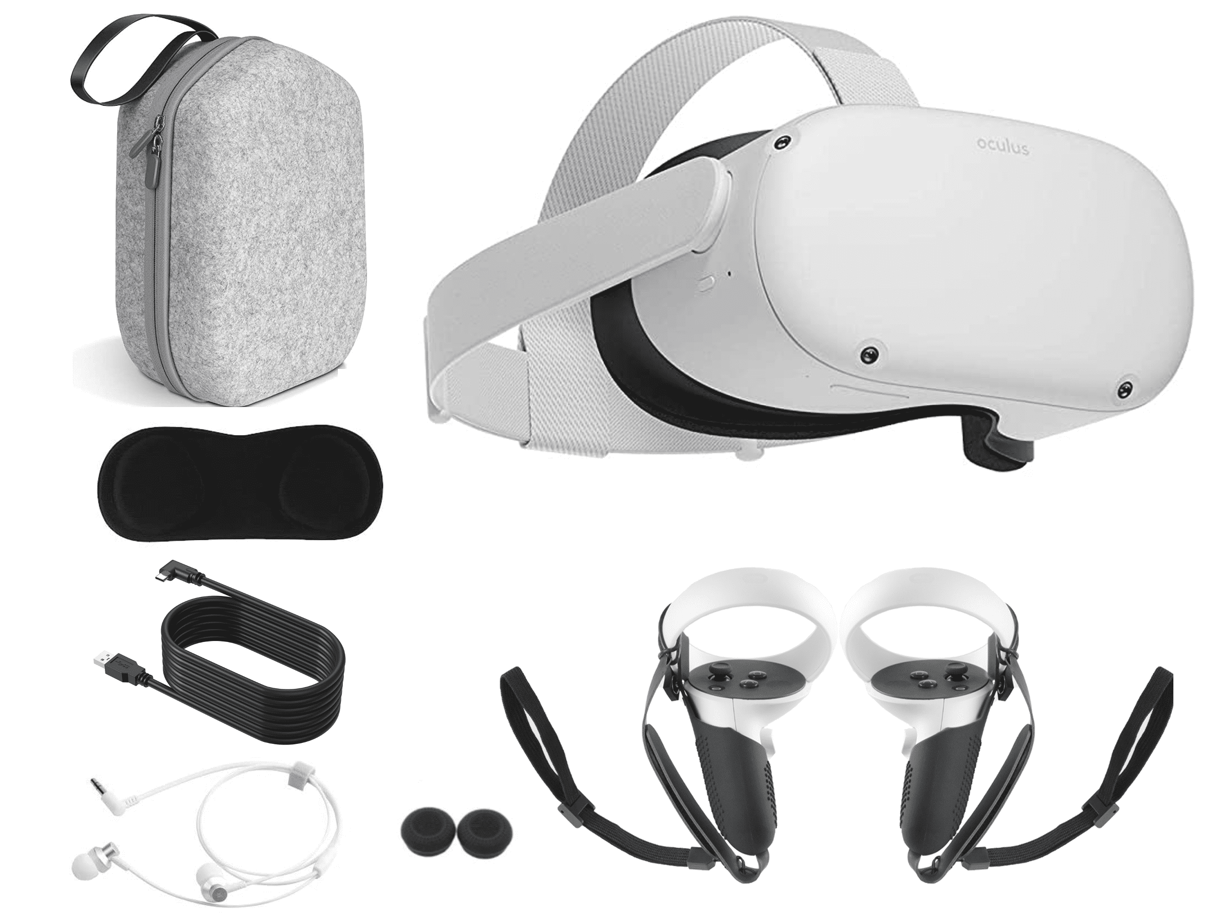 2023 Oculus Quest 2 All-In-One VR Headset, 128GB SSD, Holiday Family  Bundle: Marxsol Carrying Case, Earphone, Link Cable, Touch Controllers with  Grip Cover,Knuckle & Hand Strap Lens Cover 