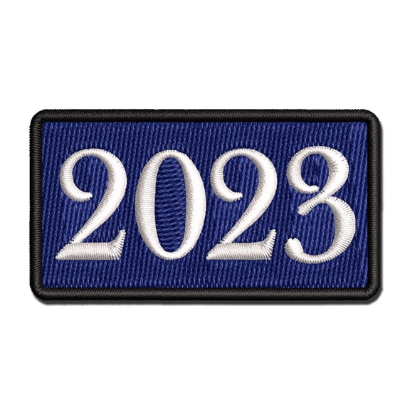 2023 Old Timey Font Applique Multi-Color Embroidered Hook & Loop Patch - 2.5 Inch Small