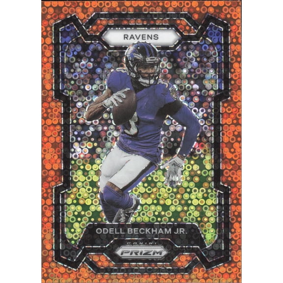 2023 PANINI PRIZM ORANGE DISCO #25 ODELL BECKHAM JR. BALTIMORE RAVENS
